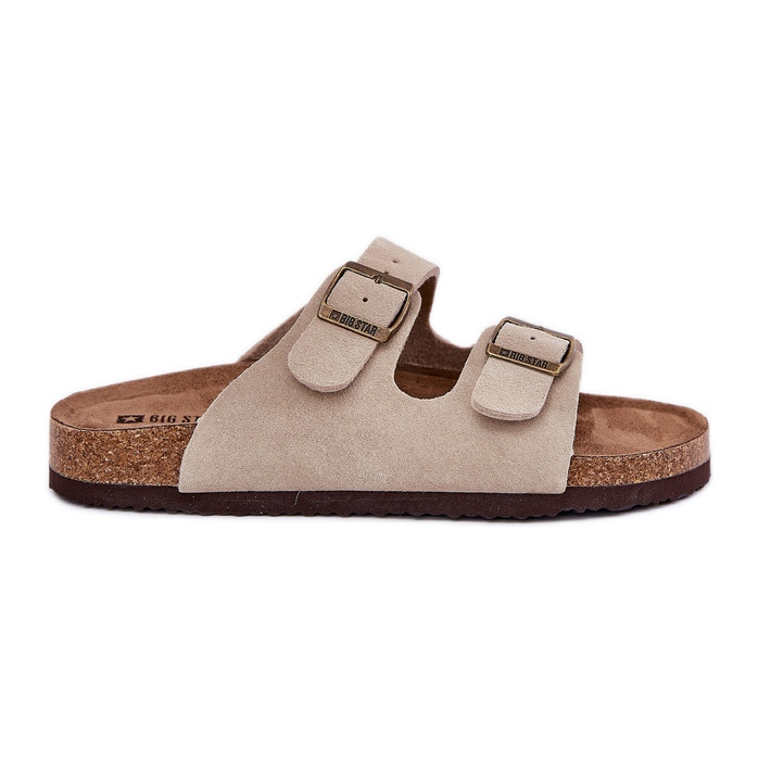 FLIP -uri pentru femei din piele de căprioară cu Big Star RR274A391 Catarame bej