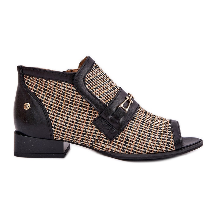 Cizme din piele pentru femei cu degete goale Maciejka 06934-39/00-1 Negru și bej Cizme din piele pentru femei cu degete goale Maciejka 06934-39/00-1 Negru și bej