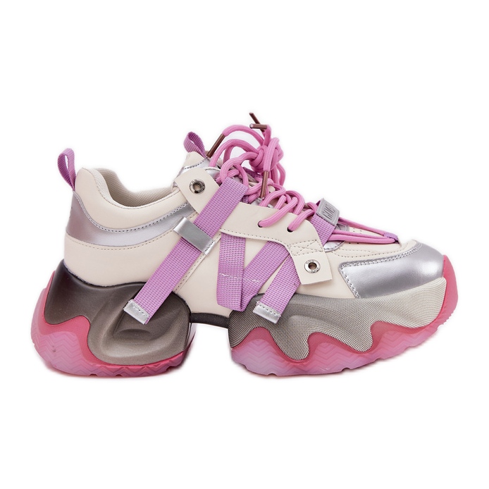 Adidași din piele pentru femei pe masivul GOE RR2N4030 Pink roz