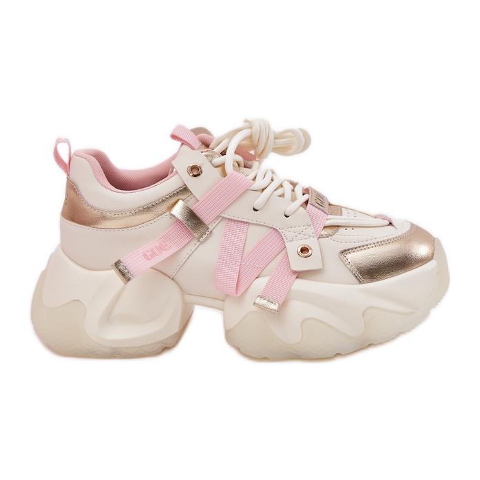 Adidași din piele pentru femei pe un singur masiv GOE RR2N4031 BEIGE bej