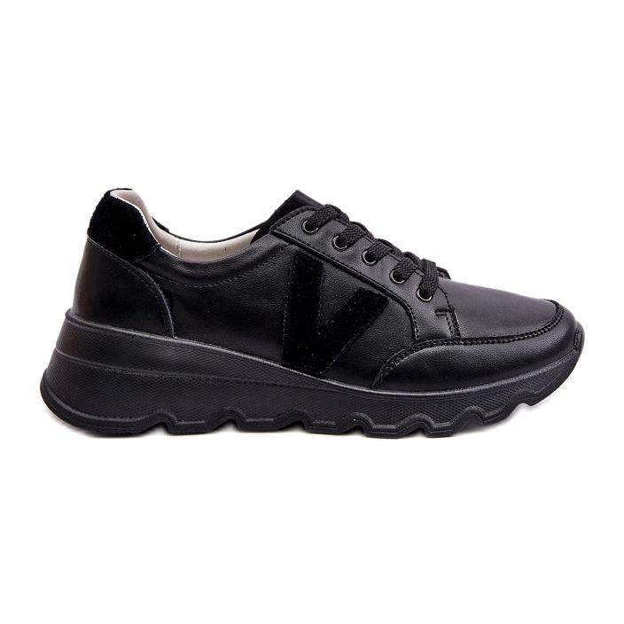 Pantofi sport din piele Vinceza 7918 pentru damă, negru