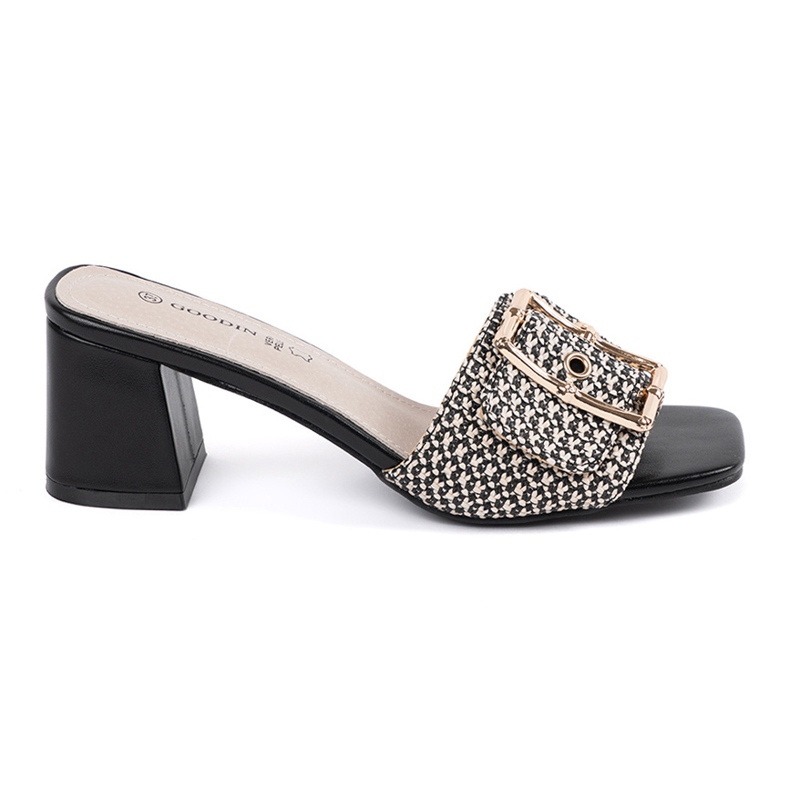 Goodin Papuci alb -negru tweed pe postare Goodin Papuci alb -negru tweed pe postare