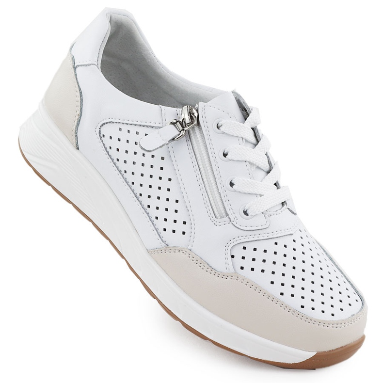 ARTIKER Openwork din piele adidași pe Slider White Artker 56C1673 alb