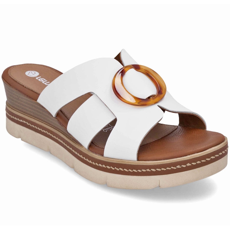 Flip-flops din piele pentru femei pe panouri albe Remonte D2L52-80
