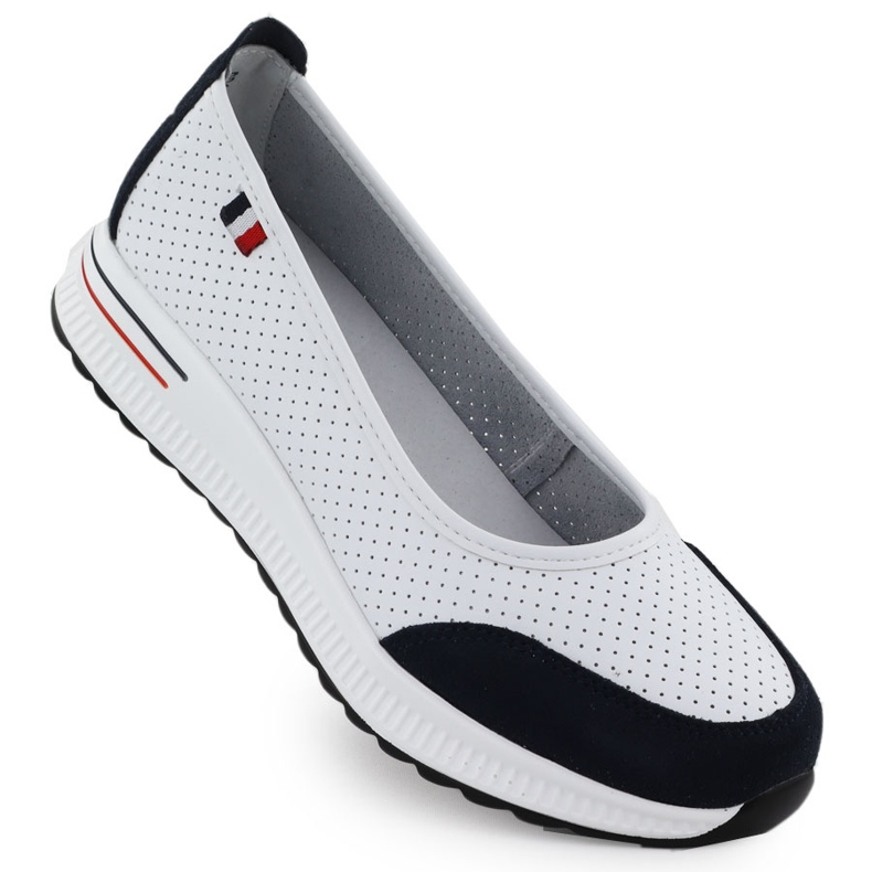 Ballerine din piele deschisă pe platforma White Filippo 6134 alb Ballerine din piele deschisă pe platforma White Filippo 6134 alb