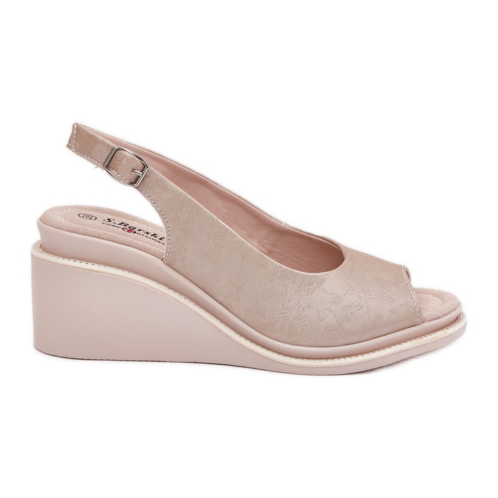 S.Barski Sandale din piele pentru femei pe Wedge S. Barski LR51-539 PLN de aur