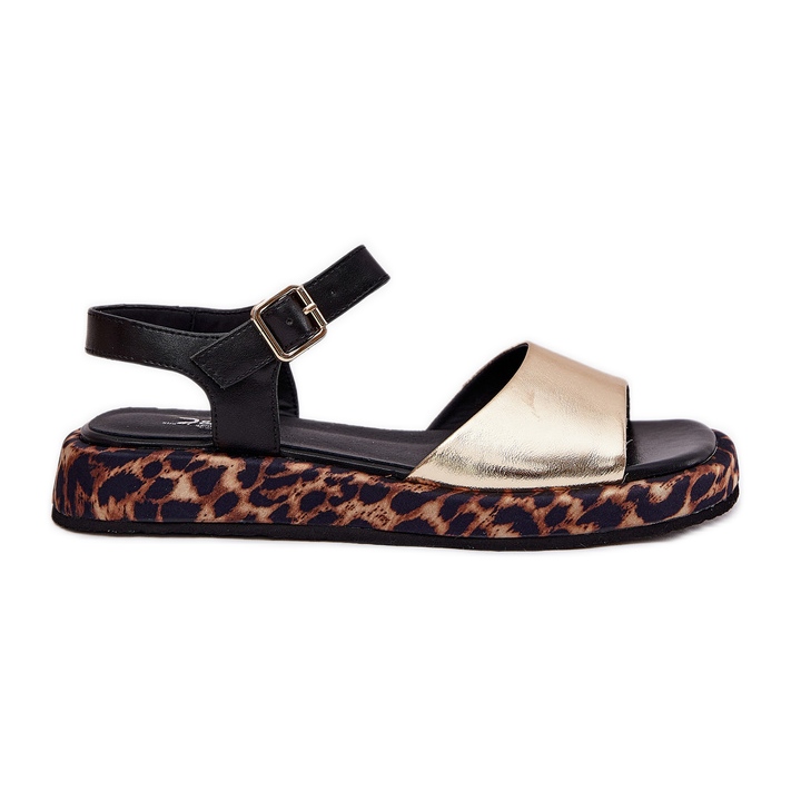 S.Barski Sandale din piele pentru femei pe platformă cu leopard tipărit S. Barski JC51-347 Aur de aur S.Barski Sandale din piele pentru femei pe platformă cu leopard tipărit S. Barski JC51-347 Aur de aur