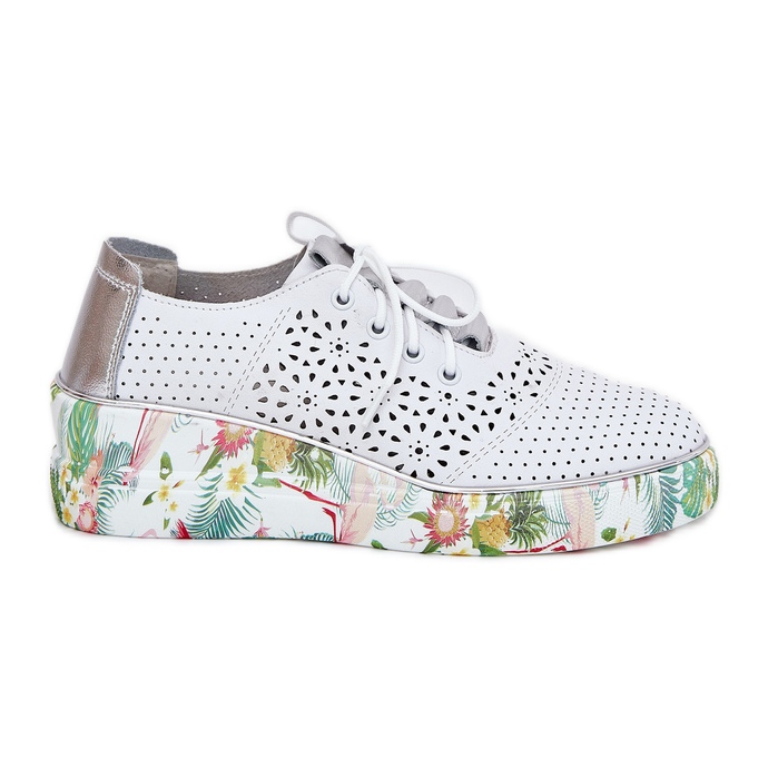 Încălțăminte din piele pentru femei pentru Artiker 56C1799 Alb și argintiu