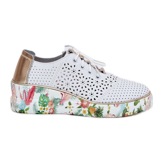 Încălțăminte din piele pentru femei pentru Artiker 56C1800 Alb și Aur