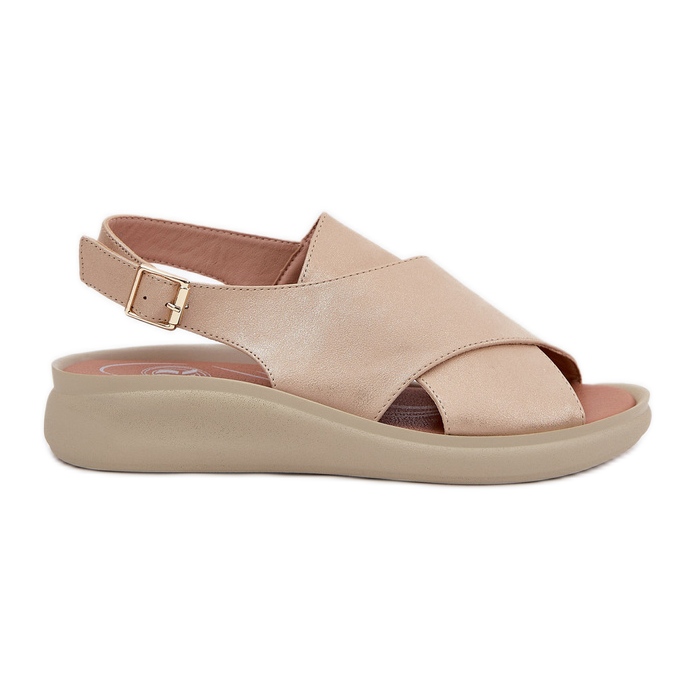 Jezzi Sandale pentru femei cu piele ecologică de aur Jezzi Sandale pentru femei cu piele ecologică de aur