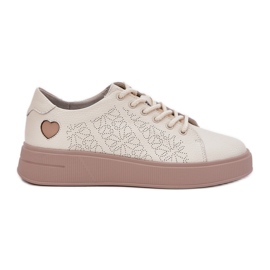 Adidaje din piele pentru femei pe platforma bej Vinceza 88018
