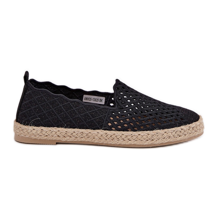 Espadrilles pentru femei cu Vinceza 13625 Black Braid negru