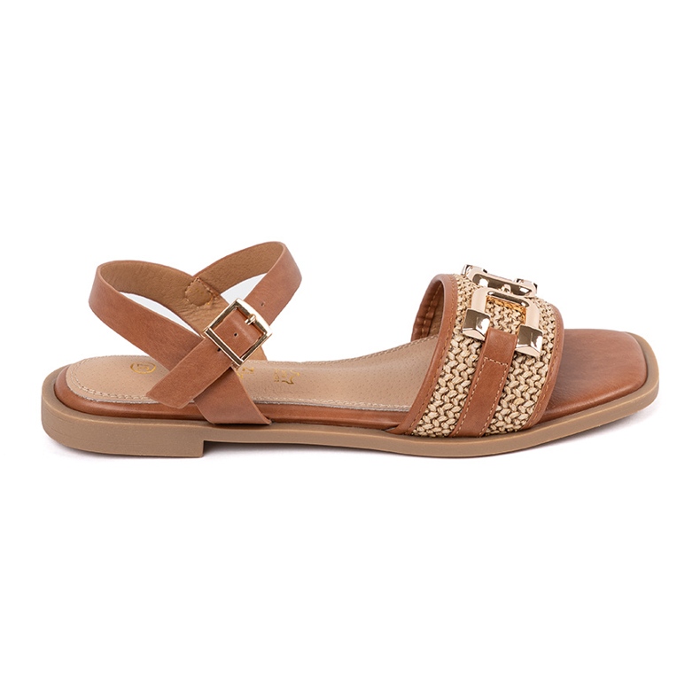 Goodin Sandale maro cu o inserție de piele