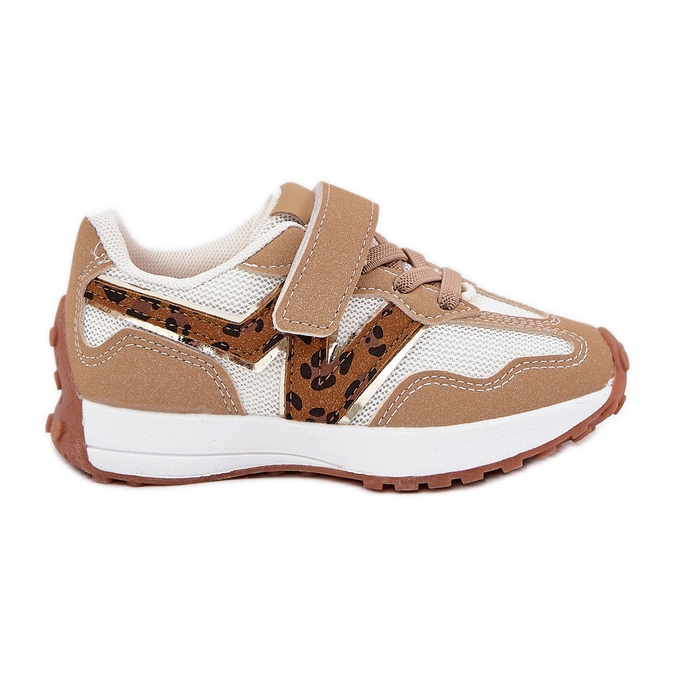 Adidași pentru copii pe leopardul Velcro bej