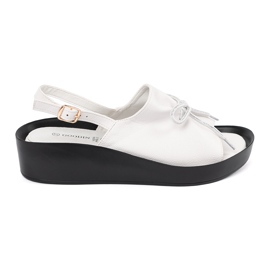 Goodin Sandale cu pană albă cu o inserție de piele