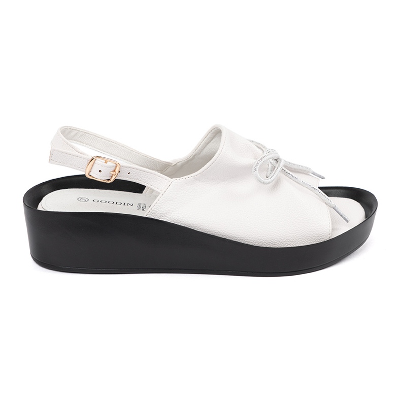 Goodin Sandale cu pană albă cu o inserție de piele