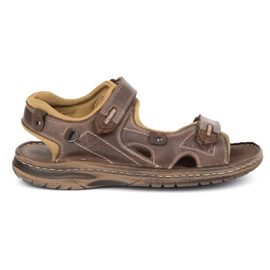 KOMODO Sandale din piele de 552k pentru bărbați cu velcro - perfectă pentru vară pentru bărbați activi maro KOMODO Sandale din piele de 552k pentru bărbați cu velcro - perfectă pentru vară pentru bărbați activi maro