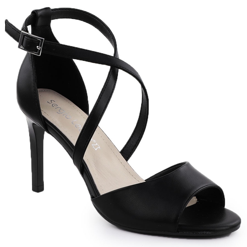 Sandale pentru femei pe Black Sergio Leone SK432 călcâie negru