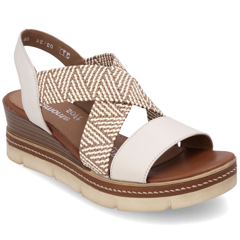 Sandale din piele cu elastice alunecate pe un bej Remonte D2L54-60