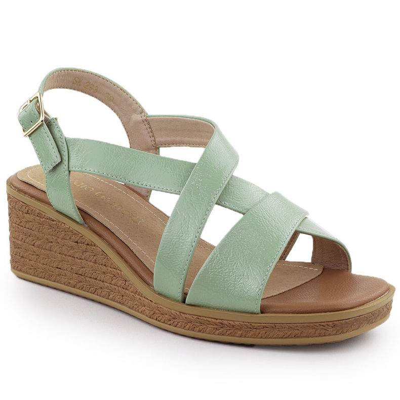 Sandale pentru femei pe Wedge -Green SERGIO LEONE SK298 verde