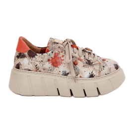 Adidași din piele pe platforma Maciejka 06891-18 Beige bej Adidași din piele pe platforma Maciejka 06891-18 Beige bej