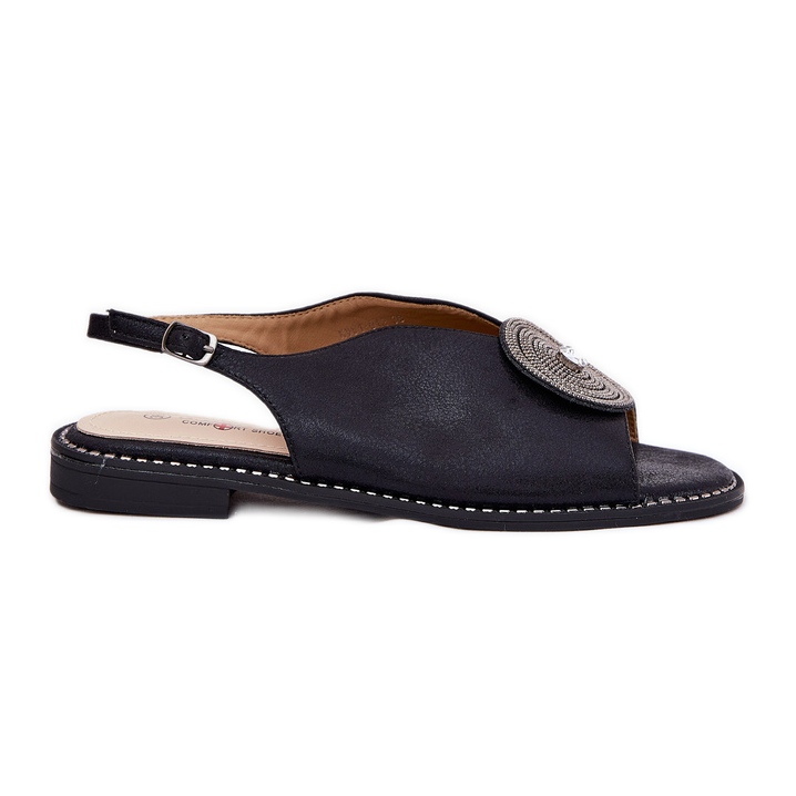 S.Barski Sandaluri strălucitoare pentru femei Detaliu decorativ S. Barski KV51-012 Negru