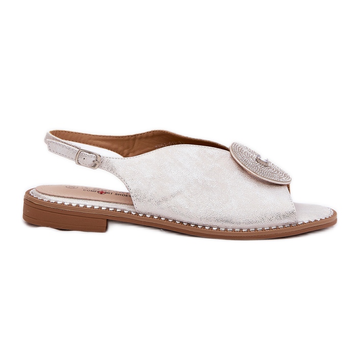 S.Barski Sandale strălucitoare pentru femei Detaliu decorativ S. Barski KV51-012 Silver argint