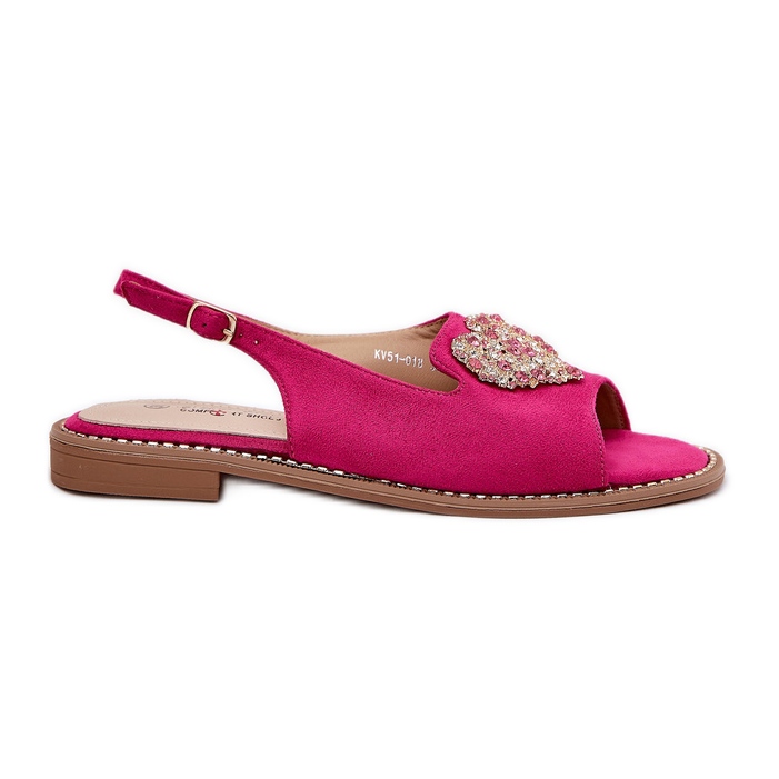 S.Barski Sandale pentru femei cu o inimă decorativă S. Barski KV27-018 Fuksja roz