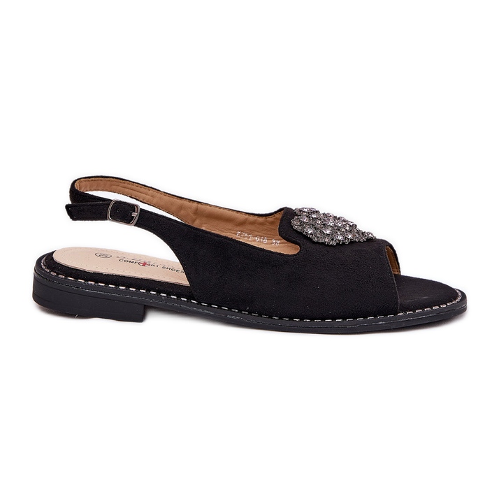 S.Barski Sandale pentru femei cu o inimă decorativă S. Barski KV27-018 Negru