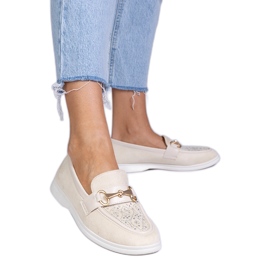 Mocasine bej de la Ekozamsz cu zirconi Mocasine bej de la Ekozamsz cu zirconi