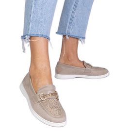 Mocasine cremoase de la Ekozamsz cu zirconi cremos Mocasine cremoase de la Ekozamsz cu zirconi cremos