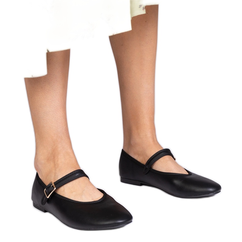 Balerinele pentru femei negre cu o cataramă negru Balerinele pentru femei negre cu o cataramă negru