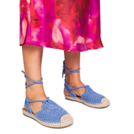 Sandale albastre cu espadrilles cu lac plat albastru Sandale albastre cu espadrilles cu lac plat albastru