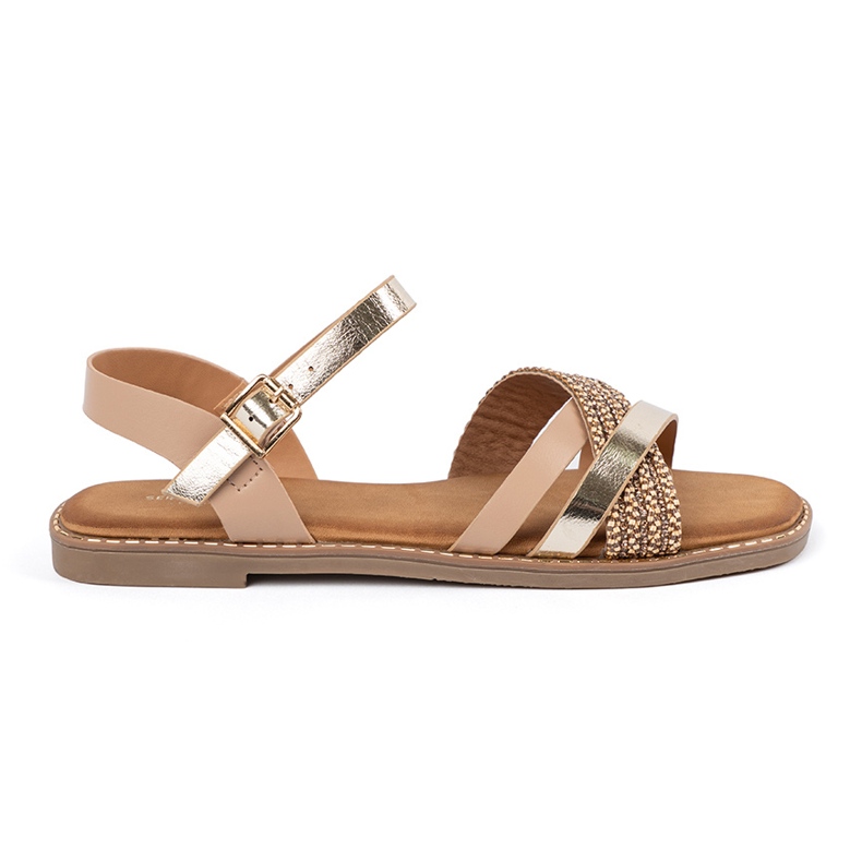 Sandale de Golden pentru femei pe o talpă plată Sergio Leone de aur