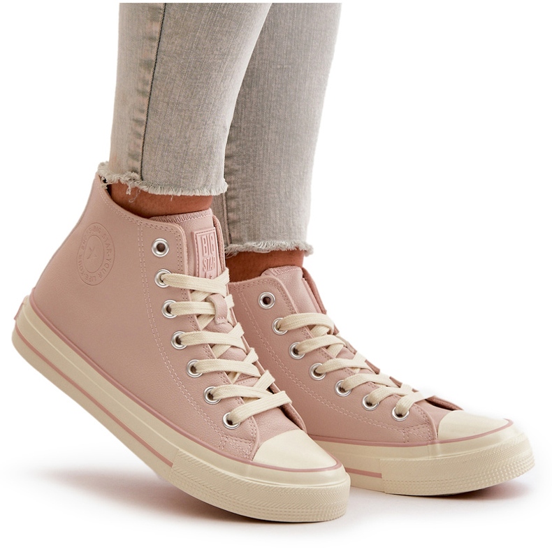 Pantofi de damă izolați din piele ecologică Pink Big Star OO274933 roz