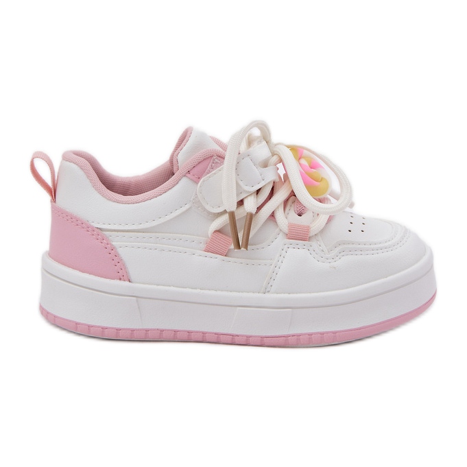 Adidași pentru copii Velcro cu o acadea pin-roz alb