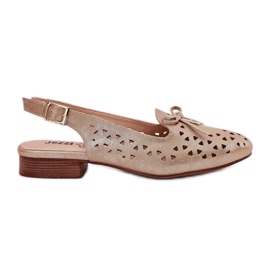 Jezzi Ballerine deschise cu un călcâi de aur deschis Jezzi Ballerine deschise cu un călcâi de aur deschis