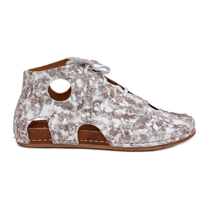 Cizme de maciejka cu piele modelată 03426-46 alb și bej