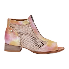 Cizme de piele cu toata plană cu degete goale Maciejka 06413-15 roz-portocaliu