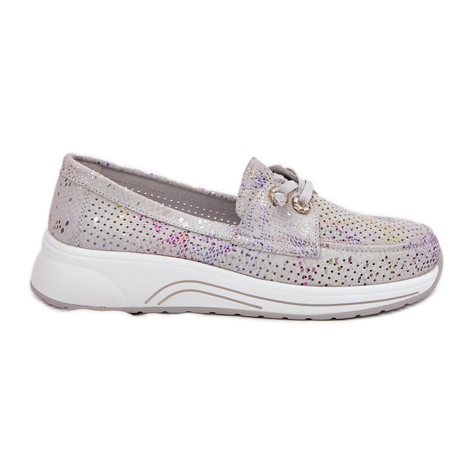 Încălțăminte din piele de căprioară din piele naturală pe platforma Grey Artiker 56C2104 gri