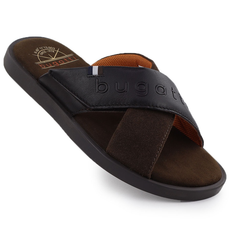 Flip-flops din piele masculină Bugatti maro 321-Art80-1014