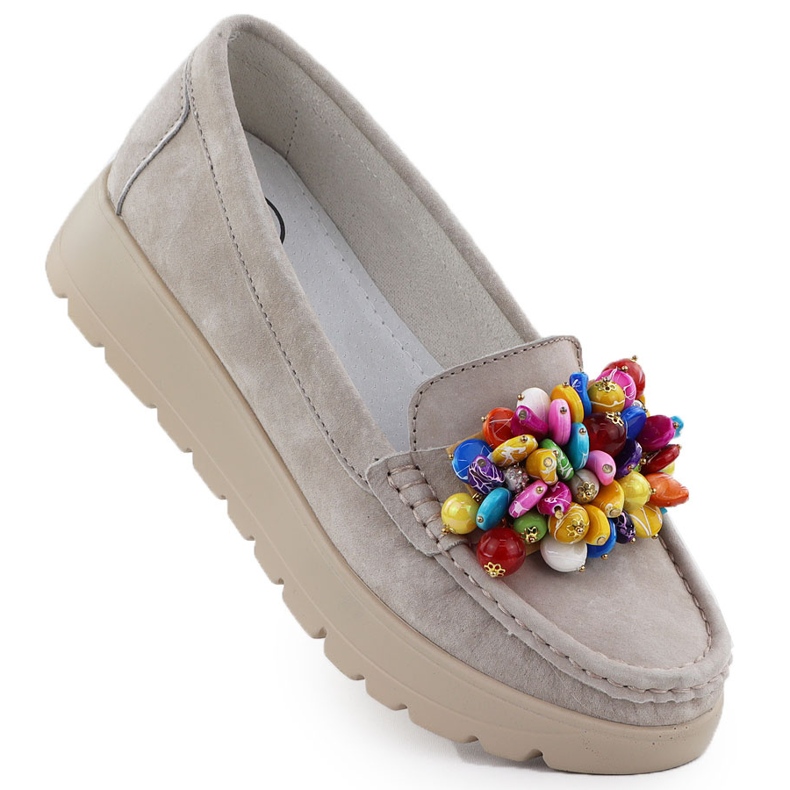 Plăceri din piele pe o platformă cu bej bege filippo 6828