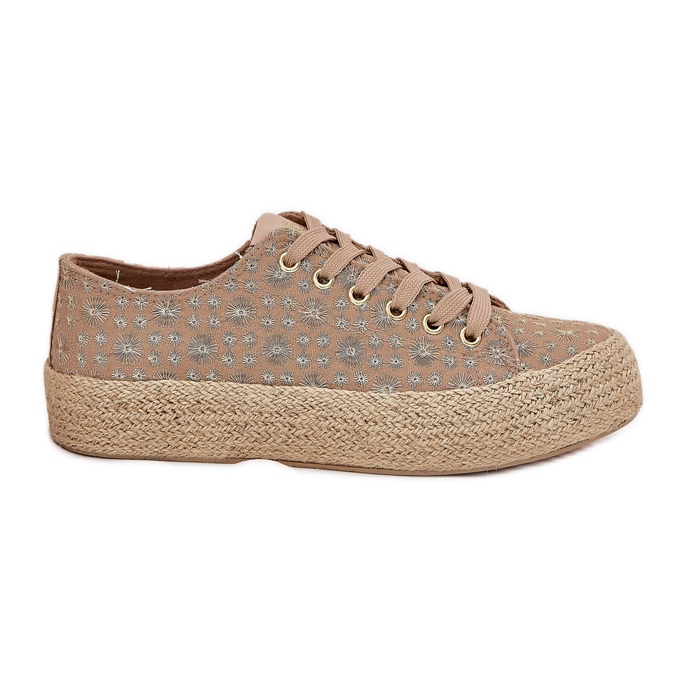 Patroucând adidași pentru femei pe platformă cu Lee Cooper LCW-25-08-3646L Kaki Braid bej