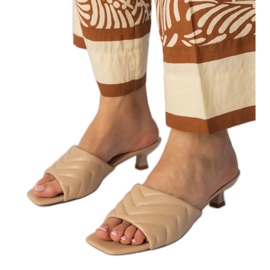 Flip-flops bej deschis cu toc mic