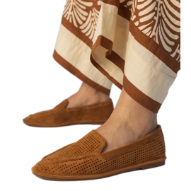 Caramel Openwork Loafers de la Ekozamsz maro Caramel Openwork Loafers de la Ekozamsz maro