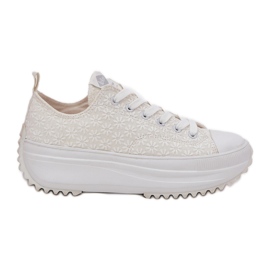 Adidașii pentru femei cu broderie pe platforma Lee Cooper LCW-25-31-3465L White alb Adidașii pentru femei cu broderie pe platforma Lee Cooper LCW-25-31-3465L White alb