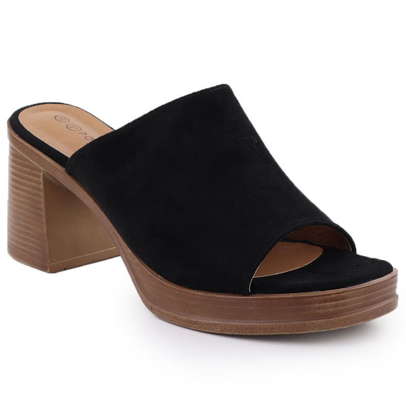 Flip -uri de piele de căprioară pentru femei pe Black Potocki Post 54309 negru