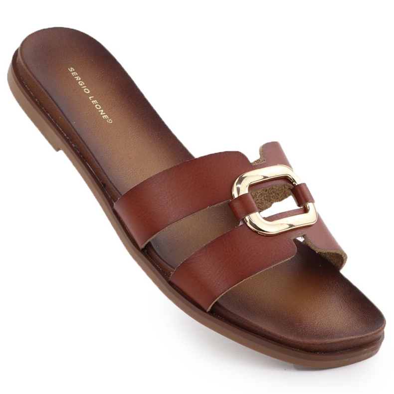 Papuci pentru femei cu decorare Brown Sergio Leone SK077H maro