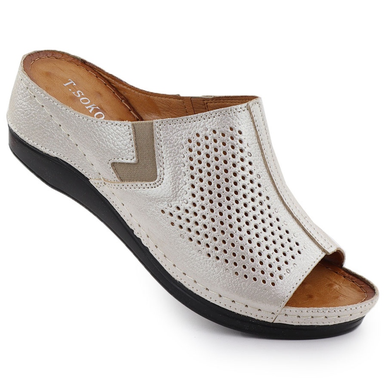 Panouri din piele pentru femei cu panouri de aur cu ștergătoare T.Sokolski L25-157