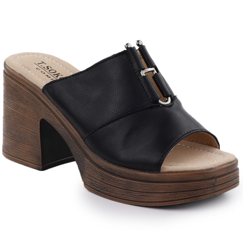 FLIP-uri din piele feminină pe Black T.Sokolski L25-13 Post negru FLIP-uri din piele feminină pe Black T.Sokolski L25-13 Post negru